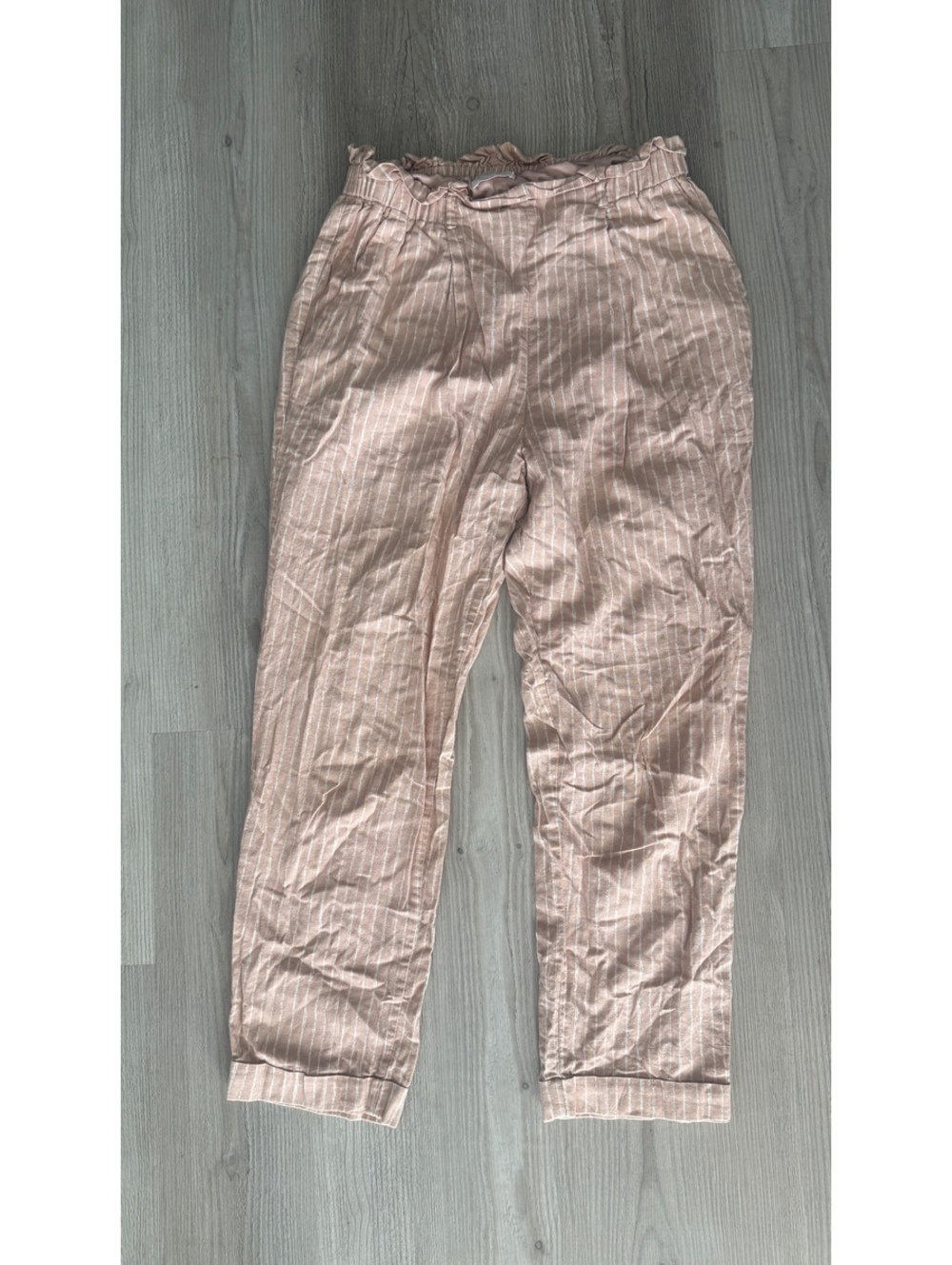 Sienna Sky Peach Pinstripe Paperbag Pants